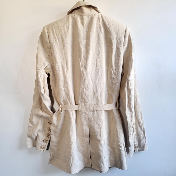 Free People Olivia Double Breasted Linen Blend Pebble/Sand Blazer New XS - Picture 15 of 17